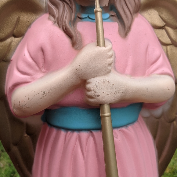 Vintage TPI Blow Mold Angels Choir With Horn/Trumpet pink dress WORKING Lights - Picture 7 of 15